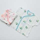 Áo cộc tay sơ sinh cúc lệch họa tiết HN kids