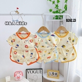 Bộ cộc tay Minky Mom in họa tiết toàn thân