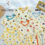 Bộ cộc tay Minky Mom in họa tiết toàn thân