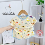 Bộ cộc tay Minky Mom in họa tiết toàn thân