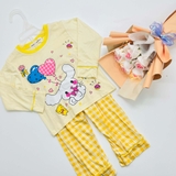 Bộ dài Minky Mom áo in hình quần caro