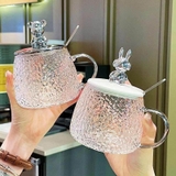 Cốc thủy tinh nắp gấu bằng nhựa 500ML