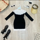 Đầm body cổ viền bèo bé gái