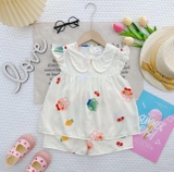 Bộ tole lạnh sát nách cổ sen họa tiết