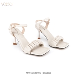 SANDAL QUAI NHÚN HỞ MŨI CAO CẤP 4CM CHÍNH HÃNG VOLSCI - DNU356