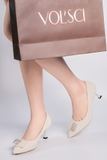 Giày cao gót mũi nhọn nơ đính đá thời trang cao cấp 6p chính hãng VOLSCI - GNU418