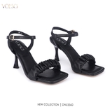 SANDAL QUAI NHÚN HỞ MŨI CAO CẤP 4CM CHÍNH HÃNG VOLSCI - DNU356
