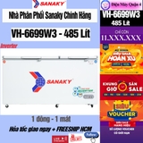 Tủ đông Sanaky Inverter 485 lít VH-6699W3 giá tốt, giao ngay