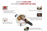 Nồi áp suất inox cao cấp 6 lít Tefal Secure Trendy P2580702 có khay hấp