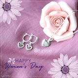 BÔNG TAI CHỮ OM TRÁI TIM TREO ĐÍNH HẠT S950