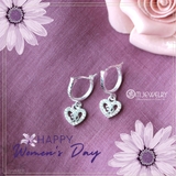 BÔNG TAI CHỮ OM TRÁI TIM TREO ĐÍNH HẠT S950