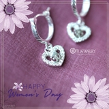 BÔNG TAI CHỮ OM TRÁI TIM TREO ĐÍNH HẠT S950