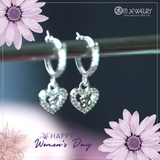 BÔNG TAI CHỮ OM TRÁI TIM TREO ĐÍNH HẠT S950