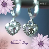 BÔNG TAI CHỮ OM TRÁI TIM TREO ĐÍNH HẠT S950