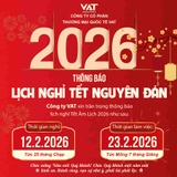  THÔNG BÁO LỊCH NGHỈ TẾT NGUYÊN ĐÁN BÍNH NGỌ 2026 