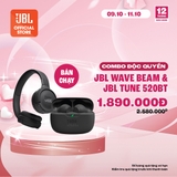 [COMBO ĐỘC QUYỀN 4] TAI NGHE BLUETOOTH JBL WAVE BEAM & TAI NGHE CHỤP TAI TUNE 520BT