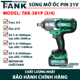 Máy mở siết BULONG pin TAK-381P (khẩu 3/4-21V)