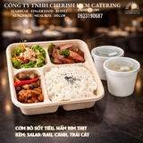 121225 Cơm bò sốt tiêu, nấm rim thịt/ Beef in black pepper sauce and Braised mushrooms with pork with Rice