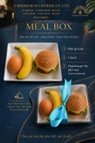 Breakfast box Trứng gà, Trái cây, Hamburger bò phô mai