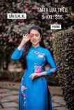 Aó dài taffa xanh thêu hoa  S