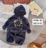 Bộ gâú cotton tổ ong xanh than