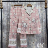 Bộ pijama gấu hồng lụa tằm cao cấp