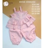 Bộ đồ bé gái xô muslin hồng 4y