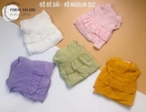 Bộ đồ bé gái xô muslin hồng 4y
