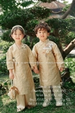 Aó dài gấm dệt vàng kim mai- girl 6y