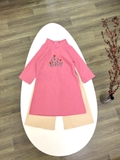 Áo dài linen hồng sen thêu hoa