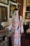 Áo dài tơ kết kim sa nguyên tà-  cao cấp