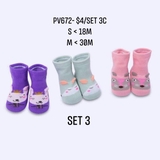 Tất trẻ em Rabibabi - set 3c hồng, tím, xanh