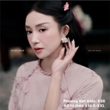 Áo dài tơ hồng đỗ thêu 4 tà