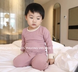 Bộ minkymom thu đông thun gân phối viền