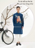 Áo dài taffa lụa nam thêu lân