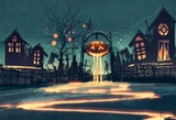 Backdrop 3d vải thun cao cấp -  haloween