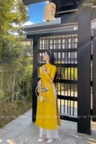 Áo dài thêu phượng vàng