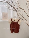 Set yếm linen+  áo thô mềm vintage cho bé
