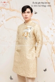 Áo dài gấm thêu kim mai- nam XL