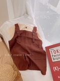 Set yếm linen+  áo thô mềm vintage cho bé