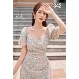 Đầm xanh hoa nhí M