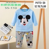 Bộ thun cotton xuất hàn Mickey xanh dương