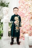Áo dài xanh thêu rồng nguyên áo