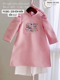 Aó dài hồng  thêu chim oanh sz 1y