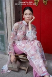 Áo dài tơ kết kim sa nguyên tà-  cao cấp