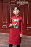 Áo dài gấm dệt đỏ bé trai