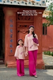 Bộ tơ mộc hồng thêu hoa + quần hồng