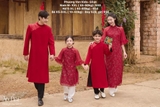 Áo dài gia đình đỏ hãng Giian