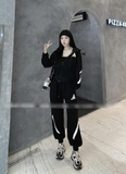 Bộ nỉ sọc đen <65kg- Hàng QCCC