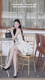 Đầm cup chấm bi xoè size M - Trân ali